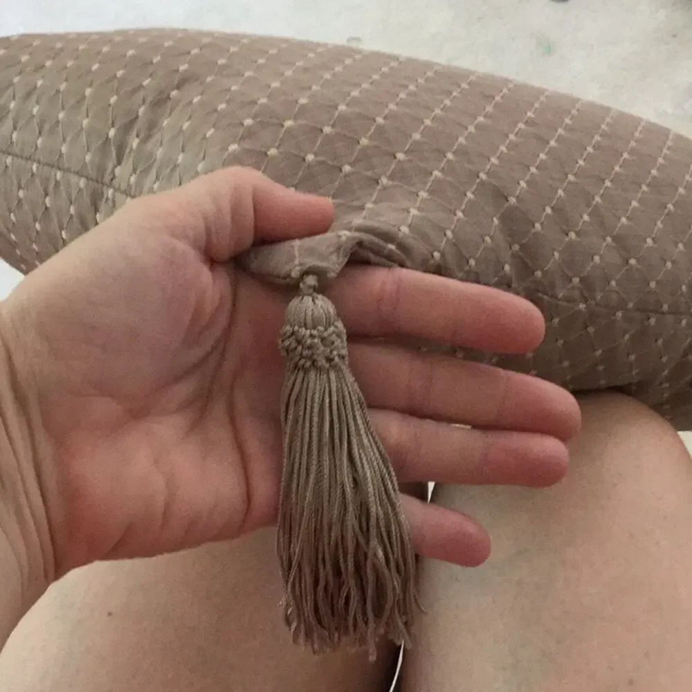 15x10 Bess four corner tassel pillow taupe nwot